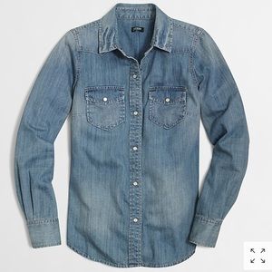 J Crew Two Pocket Denim Shirt w/ Pearl Buttons